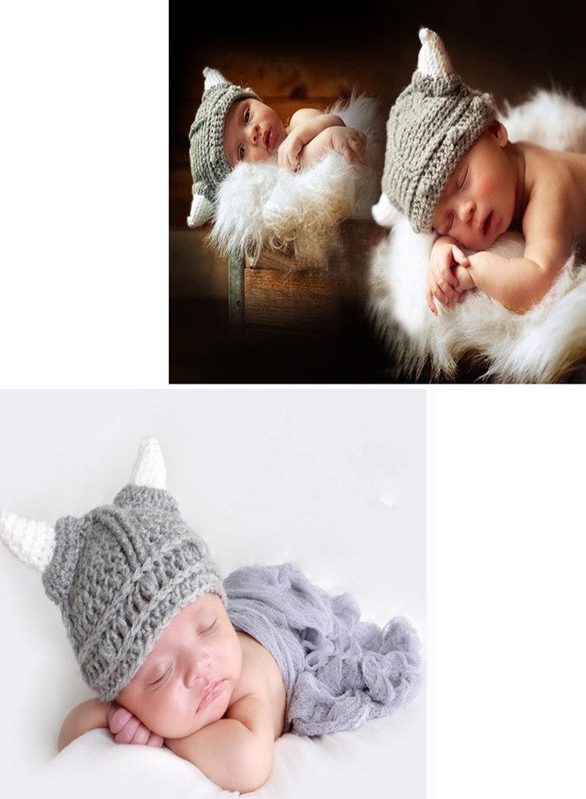 شوينيبا قبعة صوفية للأطفال الصغار، قبعة فايكنغ كروشيه، قبعة مصنوعة يدوياً للأطفال الرضع من الجنسين (0-2 سنة) - Image 5